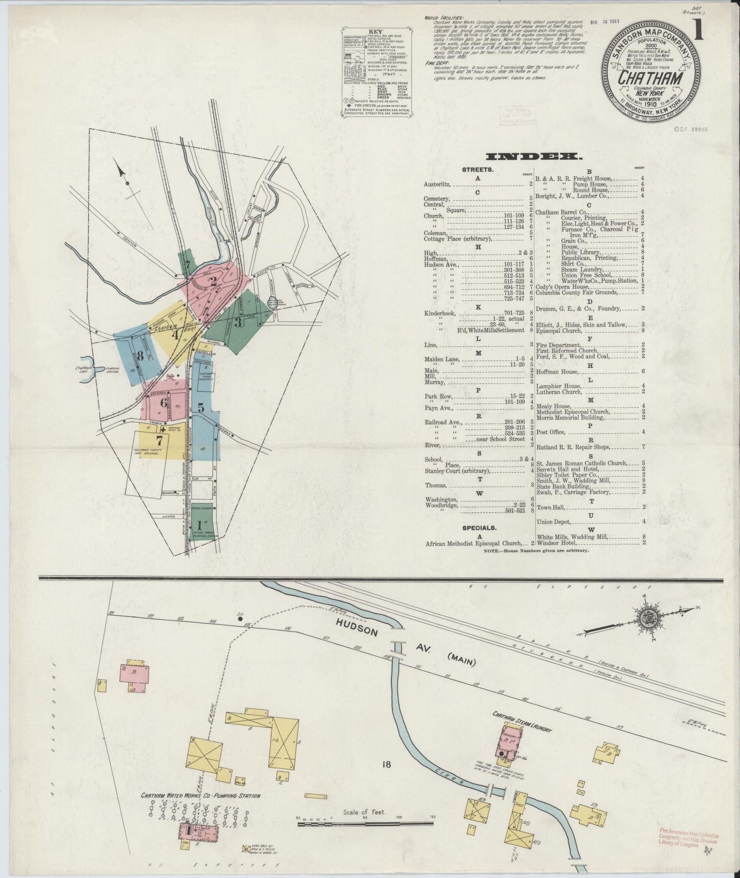 Sanborn Fire Insurance Map from Chatham, Columbia County, New York. (1910) – Historic Sanborn Fire Insurance Map Print