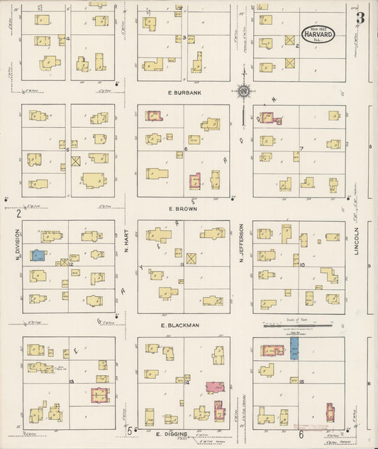 Sanborn Fire Insurance Map from Harvard, McHenry County, Illinois (1922), Sheet #0003 - Historic Sanborn Fire Insurance Map Print, vintage old map wall art, antique decor, genealogy gift, Illinois Illinois map