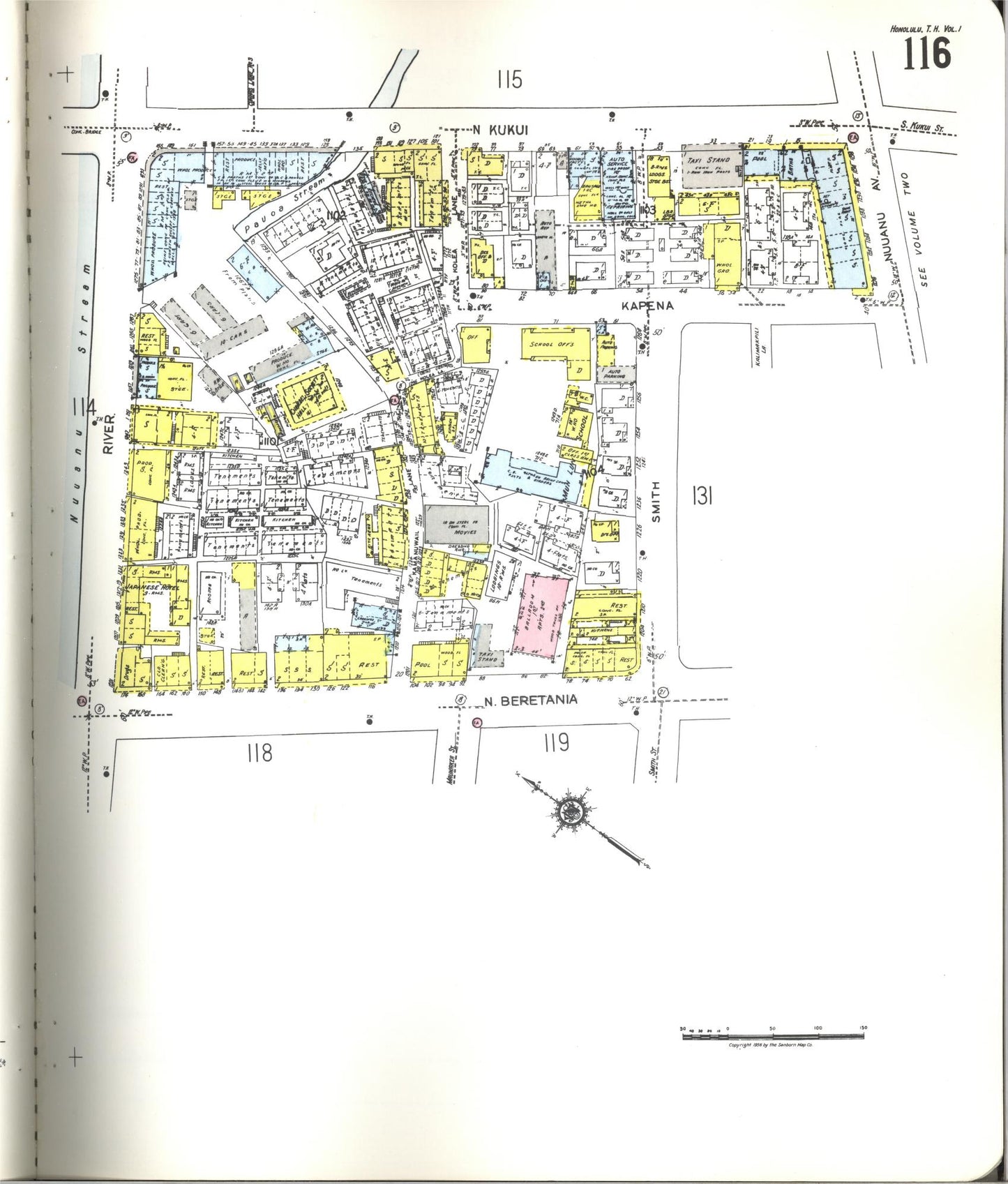 Sanborn Fire Insurance Map from Honolulu, Oahu County, Hawaii (1955), Sheet #0116 - Historic Sanborn Fire Insurance Map Print