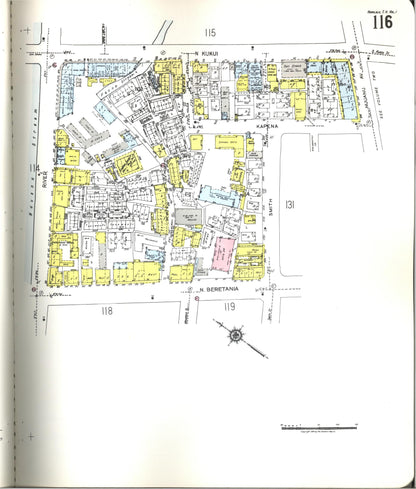 Sanborn Fire Insurance Map from Honolulu, Oahu County, Hawaii (1955), Sheet #0116 - Historic Sanborn Fire Insurance Map Print