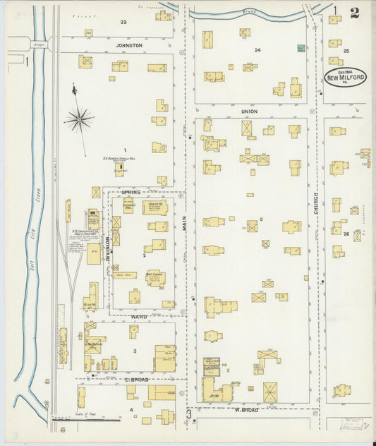 Sanborn Fire Insurance Map from New Milford, Susquehanna County, Pennsylvania (1904), Sheet #0002 - Historic Sanborn Fire Insurance Map Print, vintage old map wall art, antique decor, genealogy gift, Pennsylvania Pennsylvania map