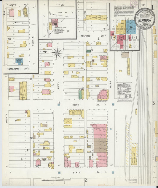 Sanborn Fire Insurance Map from Alamosa, Alamosa County, Colorado (1904), Sheet #0001 - Complete Map Set gallery image, historic Sanborn map, vintage wall art, Colorado Colorado
