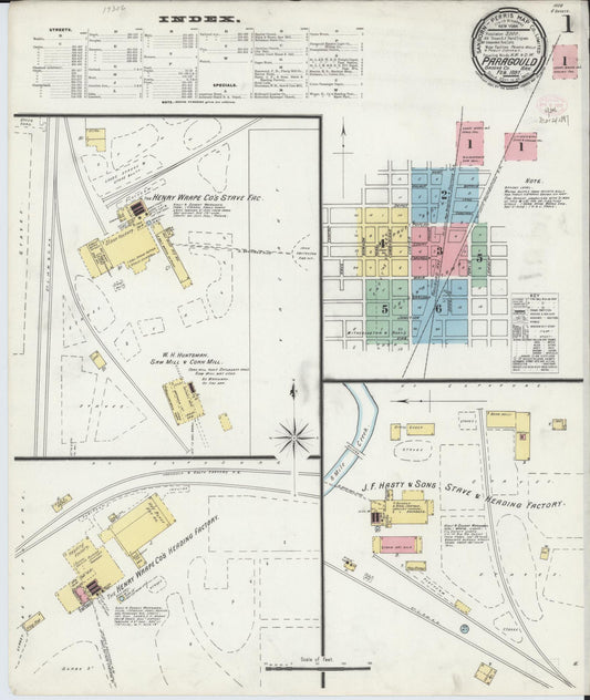 Sanborn Fire Insurance Map from Paragould, Greene County, Arkansas (1897), Sheet #0001 - Historic Sanborn Fire Insurance Map Print, vintage old map wall art, antique decor, genealogy gift, Arkansas Arkansas map