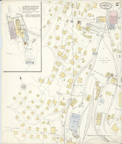 Sanborn Fire Insurance Map from Morenci, Greenlee County, Arizona (1904), Sheet #0002 - Complete Map Set gallery image, historic Sanborn map, vintage wall art, Arizona Arizona