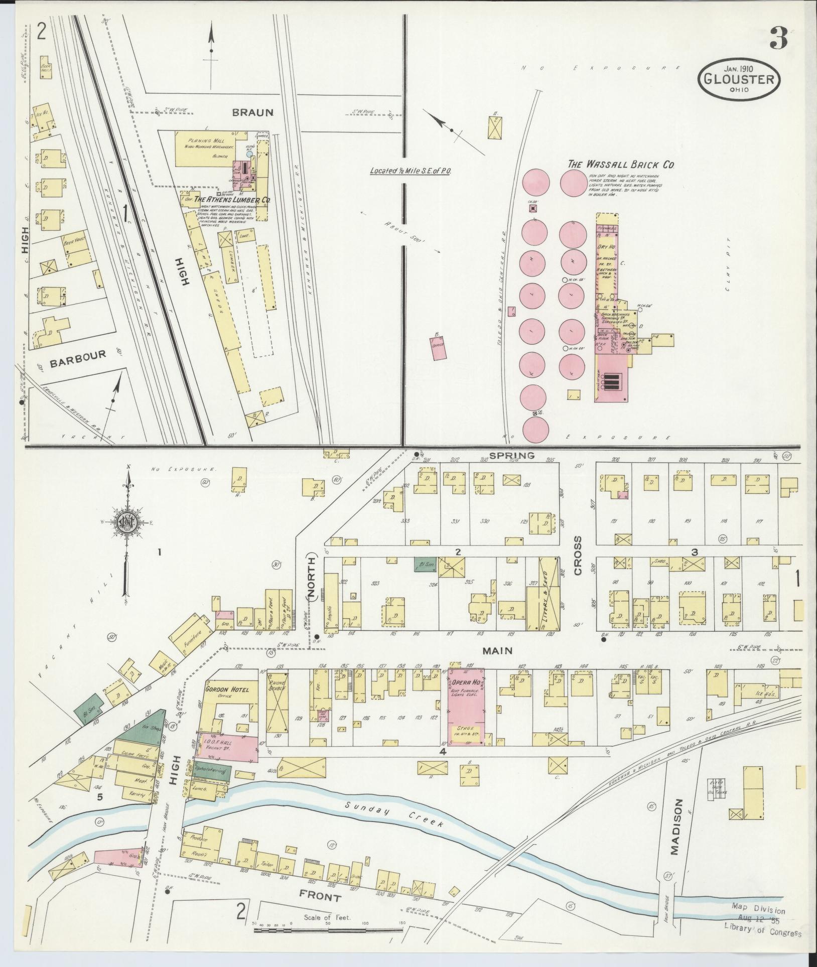 Sanborn Fire Insurance Map from Glouster, Athens County, Ohio (1910), Sheet #0003 - Complete Map Set gallery image, historic Sanborn map, vintage wall art, Ohio Ohio
