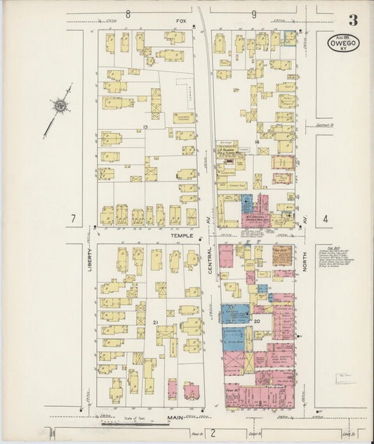 Sanborn Fire Insurance Map from Owego, Tioga County, New York (1915), Sheet #0003 - Historic Sanborn Fire Insurance Map Print, vintage old map wall art, antique decor, genealogy gift, New York New York map