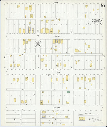 Sanborn Fire Insurance Map from Bemidji, Beltrami County, Minnesota (1909), Sheet #0010 - Historic Sanborn Fire Insurance Map Print, vintage old map wall art, antique decor, genealogy gift, Minnesota Minnesota map