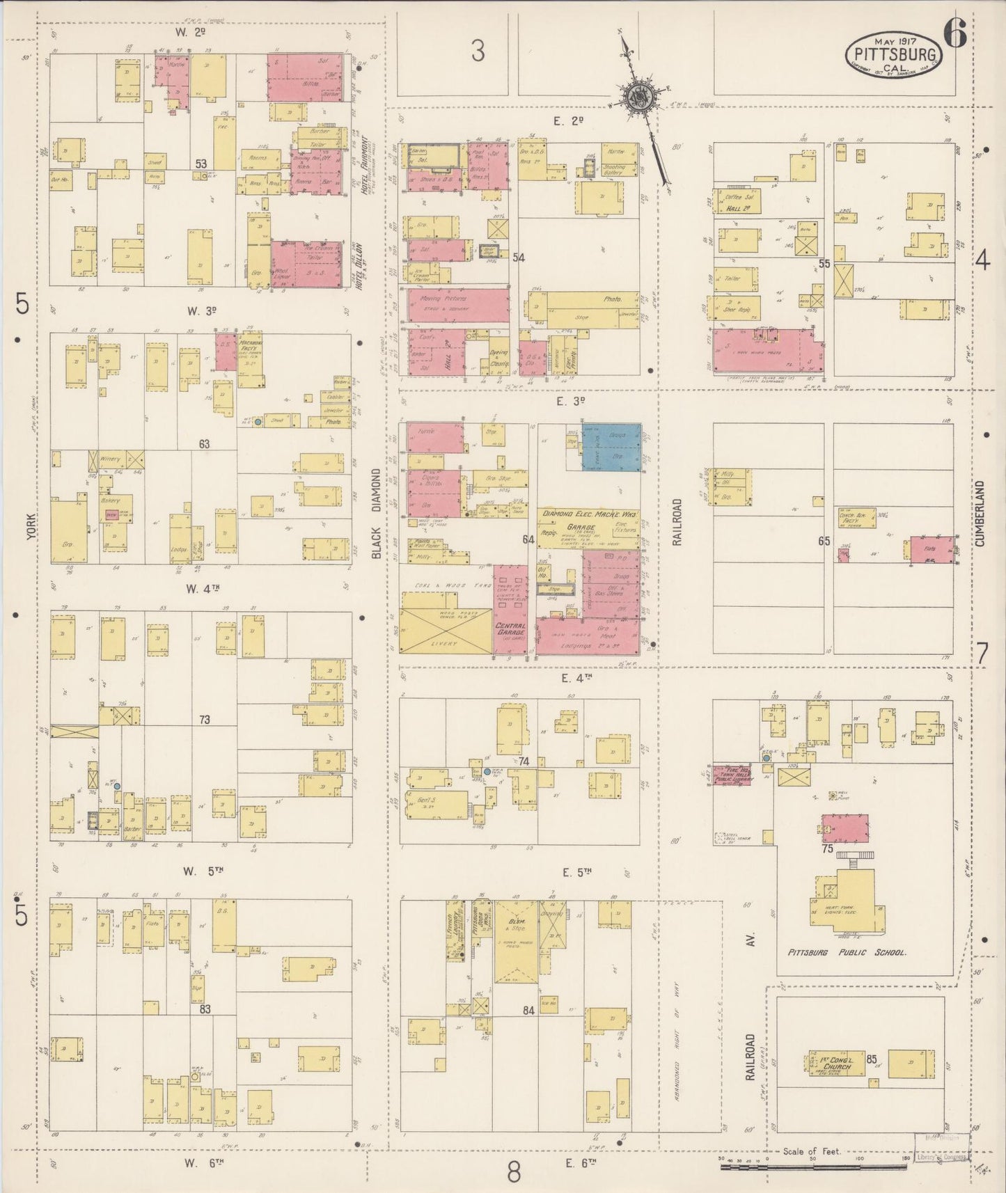 Sanborn Fire Insurance Map from Pittsburg, Contra Costa County, California (1917), Sheet #0006 - Complete Map Set gallery image, historic Sanborn map, vintage wall art, California California