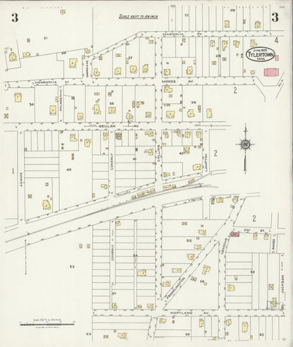 Sanborn Fire Insurance Map from Tylertown, Walthall County, Mississippi (1925), Sheet #0003 - Complete Map Set gallery image, historic Sanborn map, vintage wall art, Mississippi Mississippi