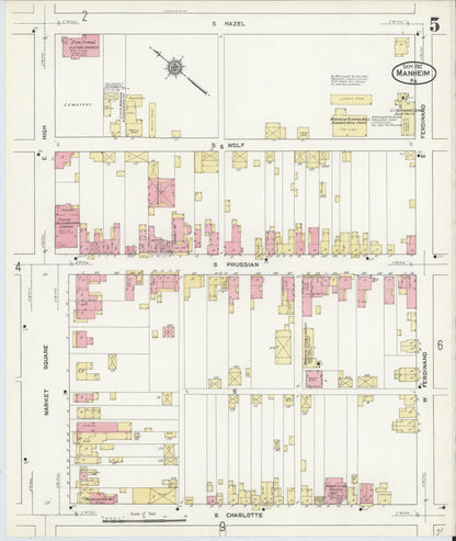Sanborn Fire Insurance Map from Manheim, Lancaster County, Pennsylvania (1912), Sheet #0005 - Complete Map Set gallery image, historic Sanborn map, vintage wall art, Pennsylvania Pennsylvania