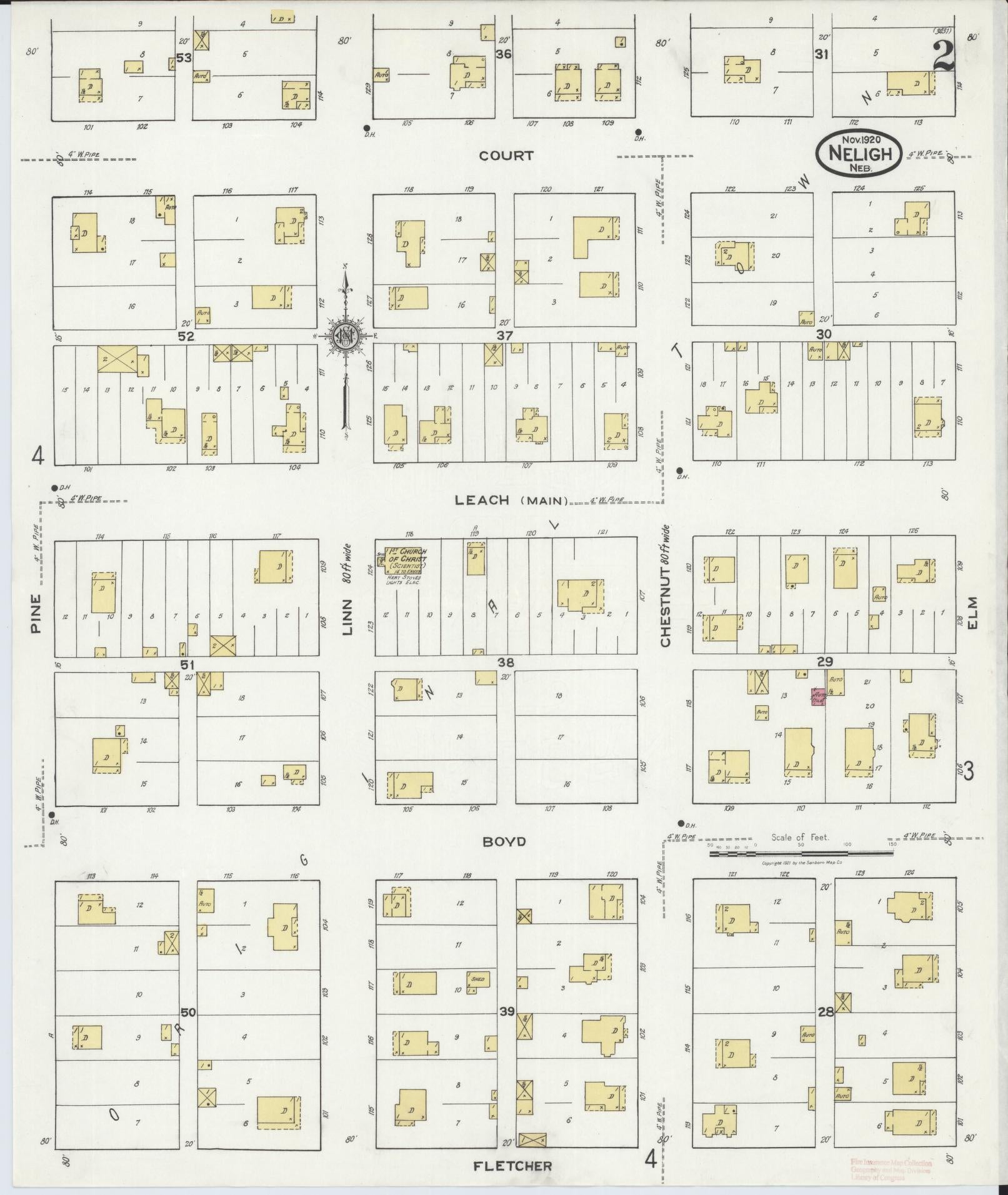 Sanborn Fire Insurance Map from Neligh, Antelope County, Nebraska (1920), Sheet #0002 - Historic Sanborn Fire Insurance Map Print, vintage old map wall art, antique decor, genealogy gift, Nebraska Nebraska map