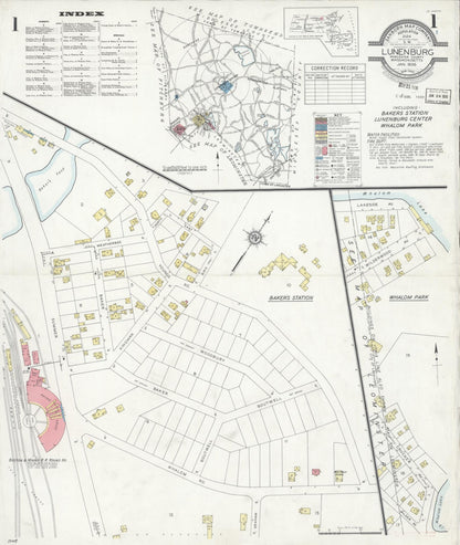 Sanborn Fire Insurance Map from Lunenburg, Worcester County, Massachusetts (1936), Sheet #0001 - Complete Map Set gallery image, historic Sanborn map, vintage wall art, Massachusetts Massachusetts