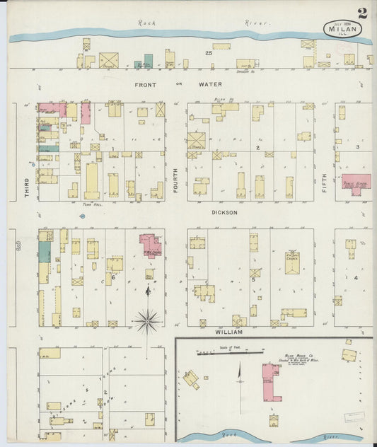 Sanborn Fire Insurance Map from Milan, Rock Island County, Illinois (1894), Sheet #0002 - Historic Sanborn Fire Insurance Map Print, vintage old map wall art, antique decor, genealogy gift, Illinois Illinois map