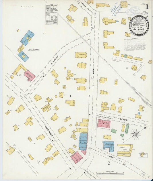 Sanborn Fire Insurance Map from Antwerp, Jefferson County, New York (1898), Sheet #0001 - Complete Map Set gallery image, historic Sanborn map, vintage wall art, New York New York
