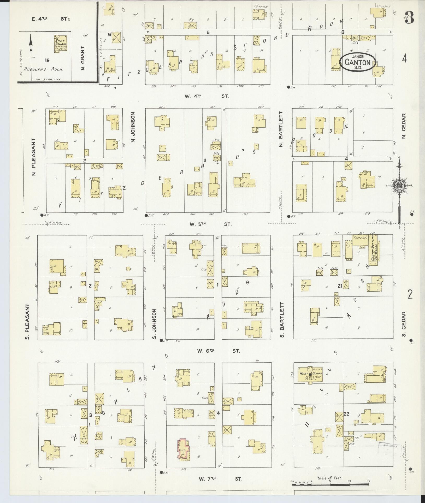 Sanborn Fire Insurance Map from Canton, Lincoln County, South Dakota (1911), Sheet #0003 - Complete Map Set gallery image, historic Sanborn map, vintage wall art, South Dakota South Dakota