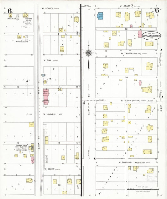Sanborn Fire Insurance Map from Lincoln, Lincoln County, Kansas (1928), Sheet #0006 - Historic Sanborn Fire Insurance Map Print, vintage old map wall art, antique decor, genealogy gift, Kansas Kansas map