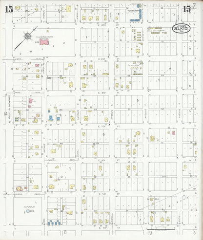 Sanborn Fire Insurance Map from Del Rio, Val Verde County, Texas (1930), Sheet #0015 - Historic Sanborn Fire Insurance Map Print, vintage old map wall art, antique decor, genealogy gift, Texas Texas map
