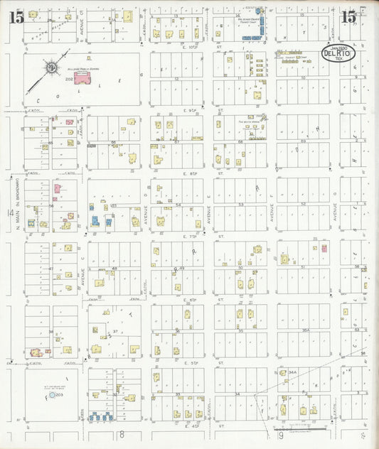 Sanborn Fire Insurance Map from Del Rio, Val Verde County, Texas (1930), Sheet #0015 - Historic Sanborn Fire Insurance Map Print, vintage old map wall art, antique decor, genealogy gift, Texas Texas map