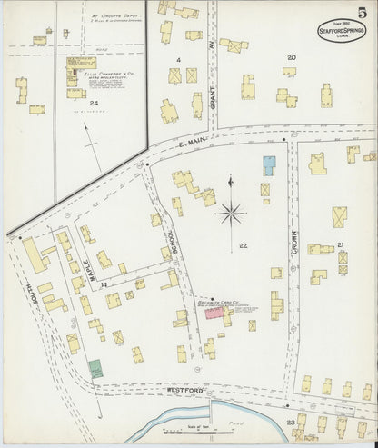 Sanborn Fire Insurance Map from Stafford Springs, Tolland County, Connecticut (1892), Sheet #0005 - Complete Map Set gallery image, historic Sanborn map, vintage wall art, Connecticut Connecticut