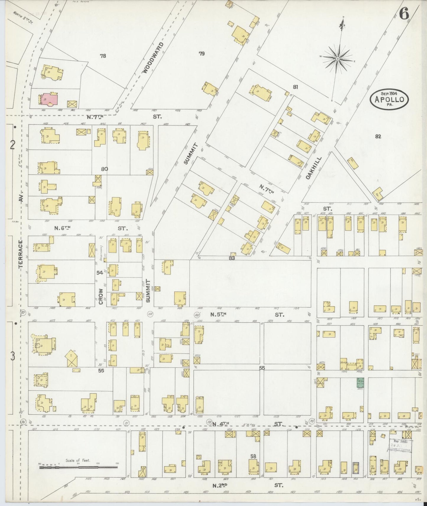 Sanborn Fire Insurance Map from Apollo, Armstrong County, Pennsylvania (1904), Sheet #0006 - Historic Sanborn Fire Insurance Map Print, vintage old map wall art, antique decor, genealogy gift, Pennsylvania Pennsylvania map