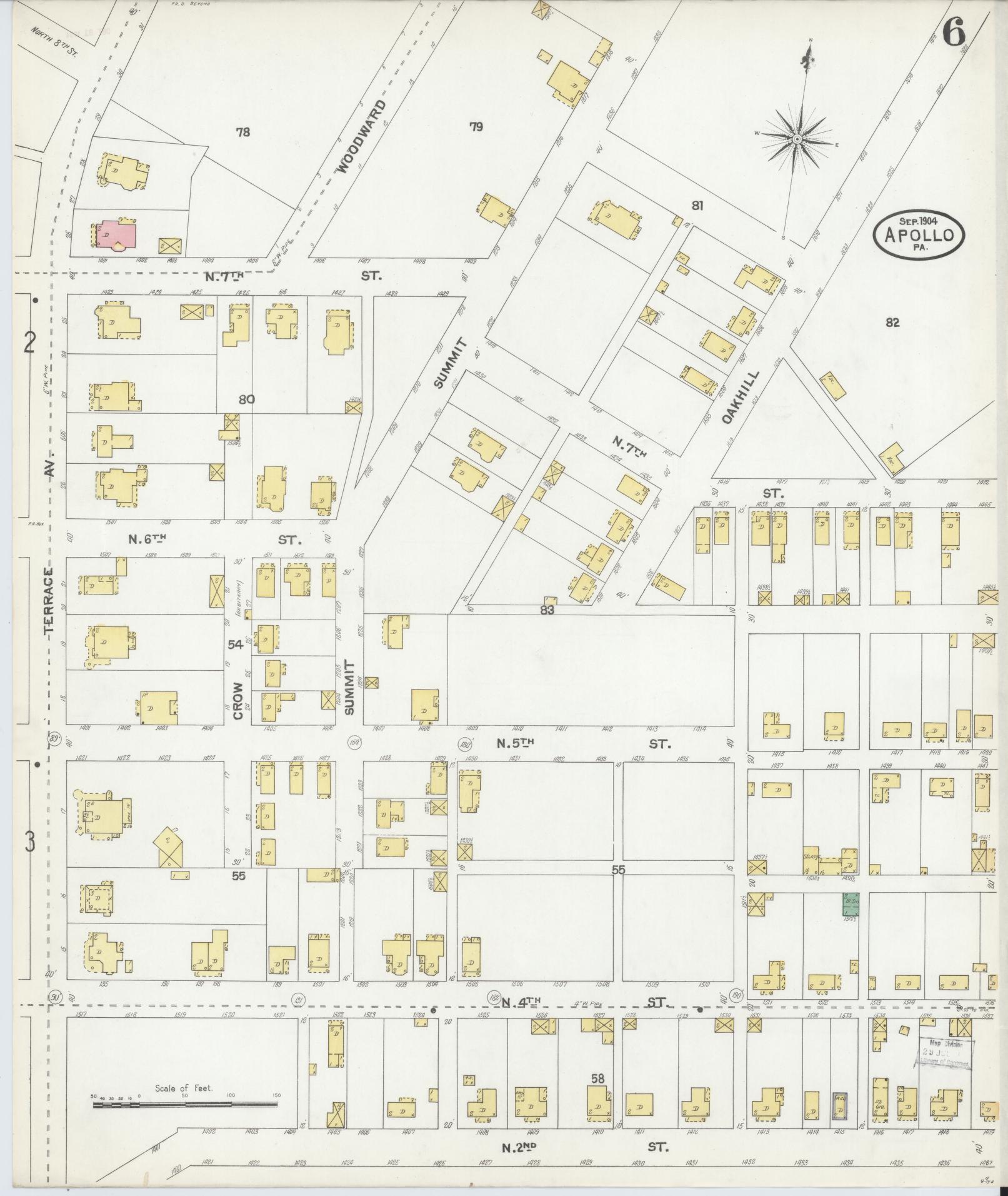 Sanborn Fire Insurance Map from Apollo, Armstrong County, Pennsylvania (1904), Sheet #0006 - Historic Sanborn Fire Insurance Map Print, vintage old map wall art, antique decor, genealogy gift, Pennsylvania Pennsylvania map