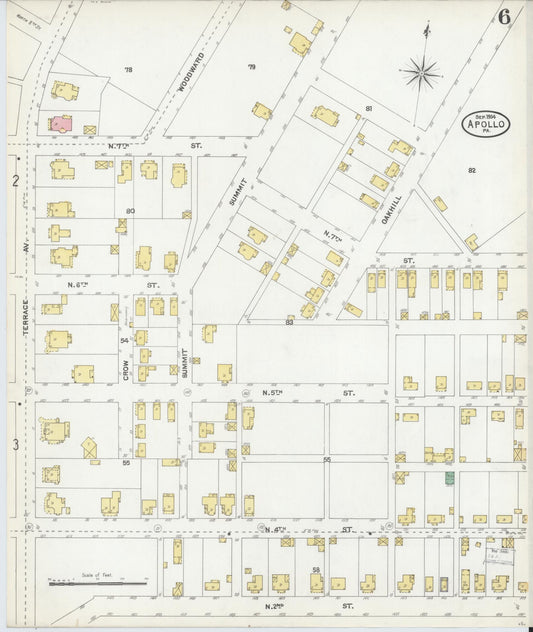 Sanborn Fire Insurance Map from Apollo, Armstrong County, Pennsylvania (1904), Sheet #0006 - Historic Sanborn Fire Insurance Map Print, vintage old map wall art, antique decor, genealogy gift, Pennsylvania Pennsylvania map