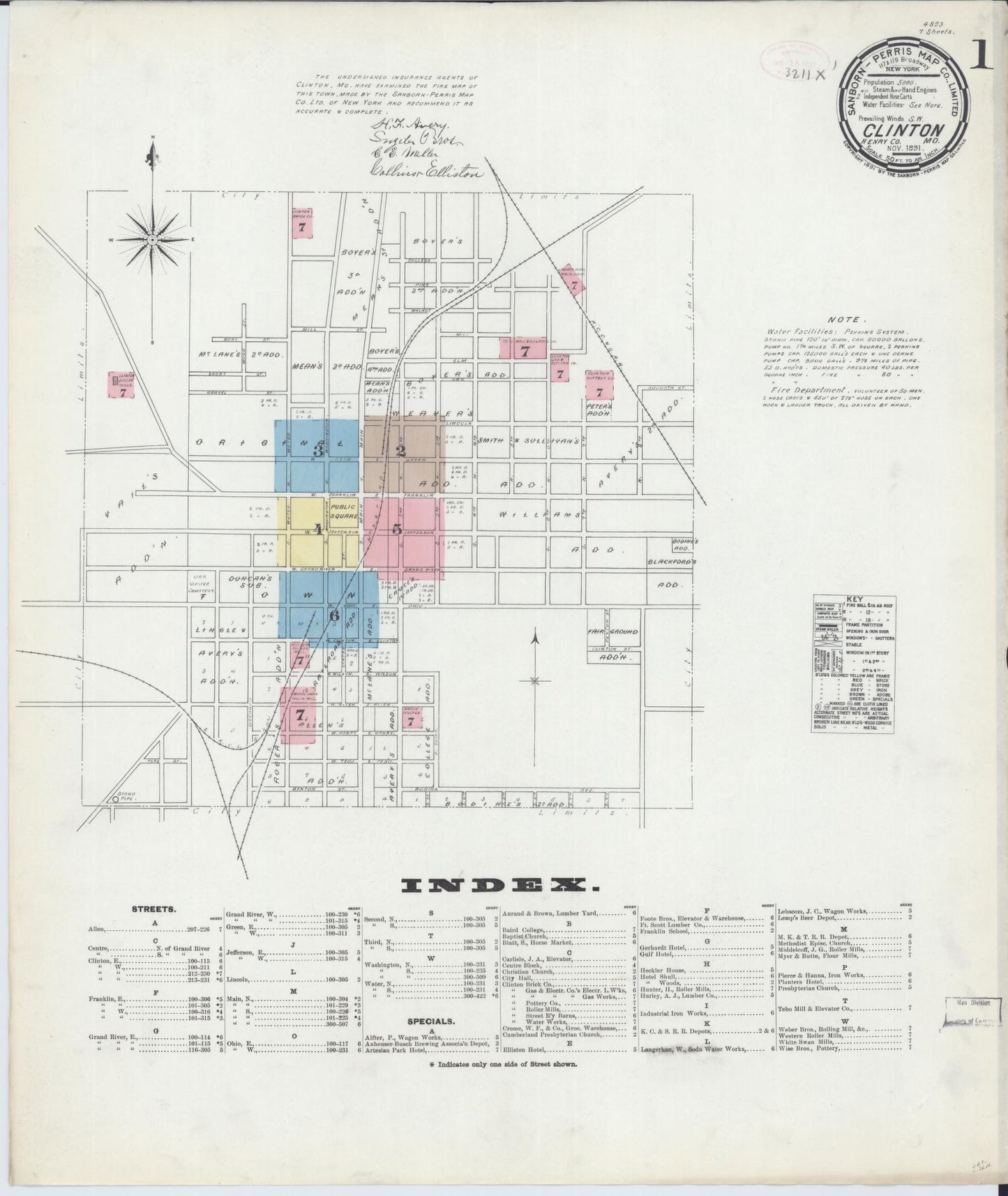 Sanborn Fire Insurance Map from Clinton, Henry County, Missouri (1891), Sheet #0001 - Complete Map Set gallery image, historic Sanborn map, vintage wall art, Missouri Missouri