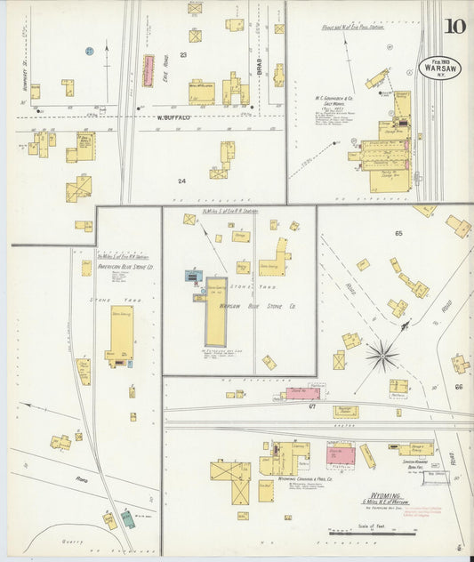Sanborn Fire Insurance Map from Warsaw, Wyoming County, New York (1903), Sheet #0010 - Historic Sanborn Fire Insurance Map Print, vintage old map wall art, antique decor, genealogy gift, New York New York map