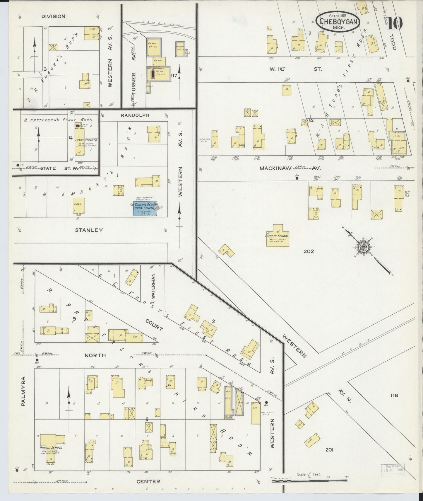 Sanborn Fire Insurance Map from Cheboygan, Cheboygan County, Michigan (1915), Sheet #0010 - Historic Sanborn Fire Insurance Map Print, vintage old map wall art, antique decor, genealogy gift, Michigan Michigan map