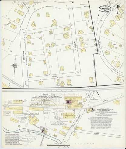 Sanborn Fire Insurance Map from Somerset, Pulaski County, Kentucky (1914), Sheet #0009 - Complete Map Set gallery image, historic Sanborn map, vintage wall art, Kentucky Kentucky