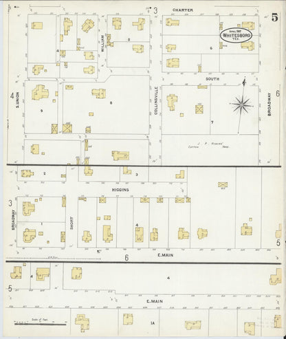 Sanborn Fire Insurance Map from Whitesboro, Grayson County, Texas (1907), Sheet #0005 - Historic Sanborn Fire Insurance Map Print, vintage old map wall art, antique decor, genealogy gift, Texas Texas map