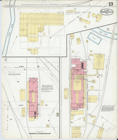 Sanborn Fire Insurance Map from Nebraska City, Otoe County, Nebraska (1906), Sheet #0013 - Complete Map Set gallery image, historic Sanborn map, vintage wall art, Nebraska Nebraska