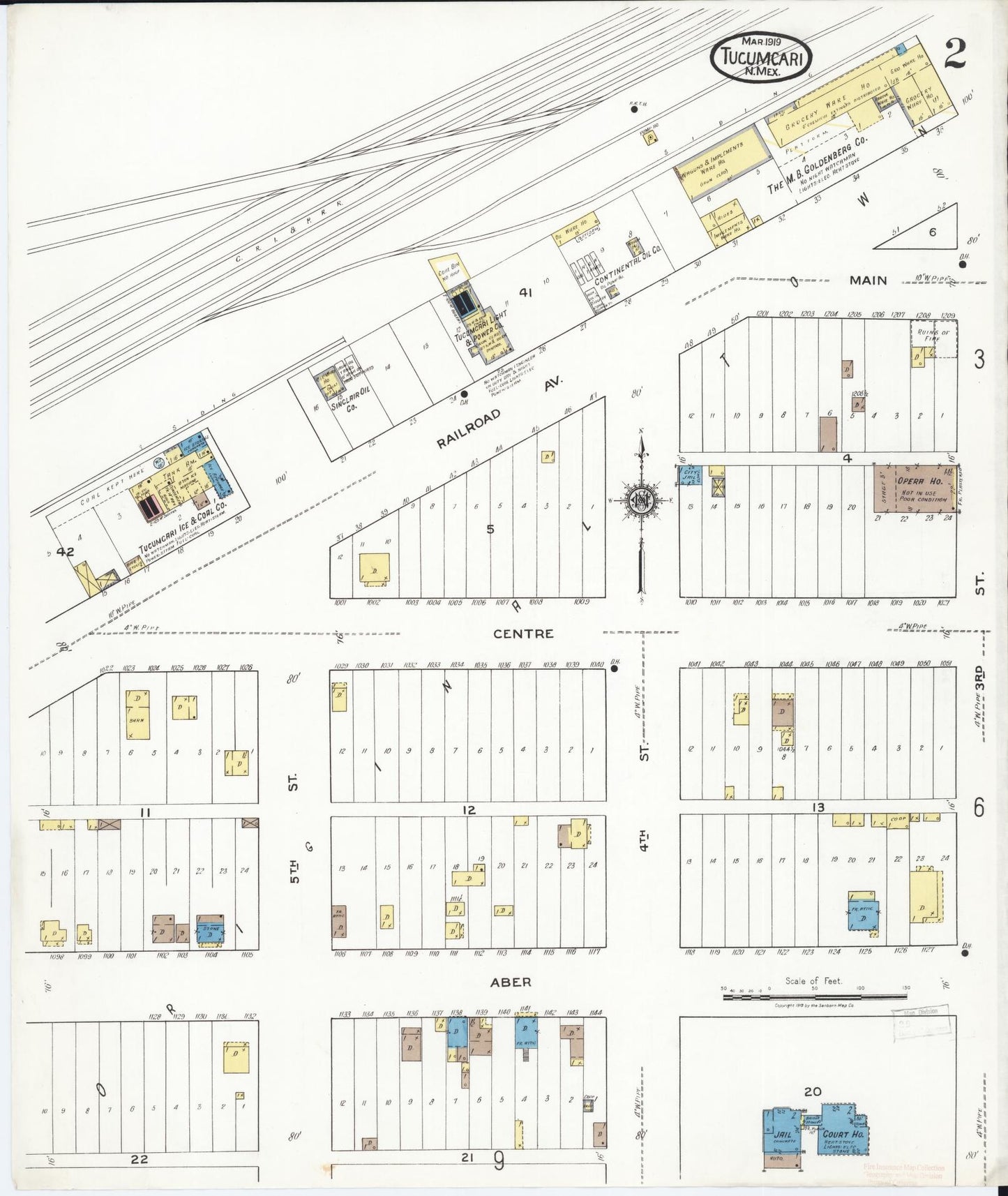 Sanborn Fire Insurance Map from Tucumcari, Quay County, New Mexico (1919), Sheet #0002 - Complete Map Set gallery image, historic Sanborn map, vintage wall art, New Mexico New Mexico