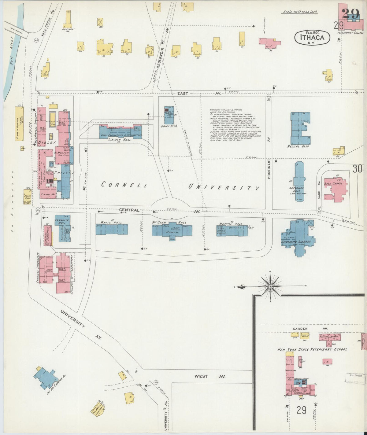 Sanborn Fire Insurance Map from Ithaca, Tompkins County, New York (1904), Sheet #0029 - Complete Map Set gallery image, historic Sanborn map, vintage wall art, New York New York