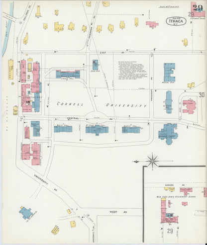 Sanborn Fire Insurance Map from Ithaca, Tompkins County, New York (1904), Sheet #0029 - Complete Map Set gallery image, historic Sanborn map, vintage wall art, New York New York