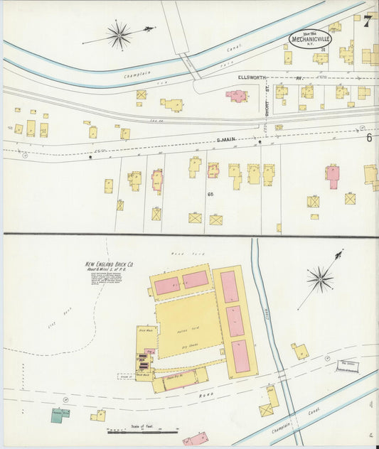 Sanborn Fire Insurance Map from Mechanicville, Saratoga County, New York (1904), Sheet #0006 - Historic Sanborn Fire Insurance Map Print, vintage old map wall art, antique decor, genealogy gift, New York New York map