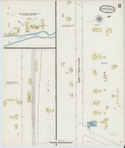 Sanborn Fire Insurance Map from Lime Rock, Litchfield County, Connecticut (1889), Sheet #0002 - Complete Map Set gallery image, historic Sanborn map, vintage wall art, Connecticut Connecticut