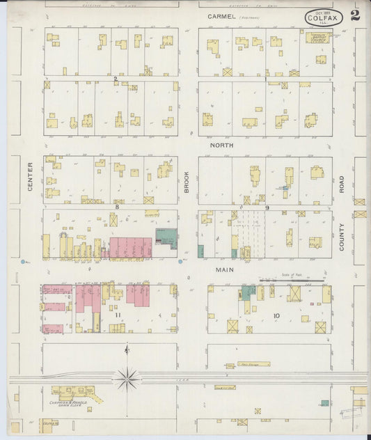Sanborn Fire Insurance Map from Colfax, McLean County, Illinois (1893), Sheet #0002 - Historic Sanborn Fire Insurance Map Print, vintage old map wall art, antique decor, genealogy gift, Illinois Illinois map