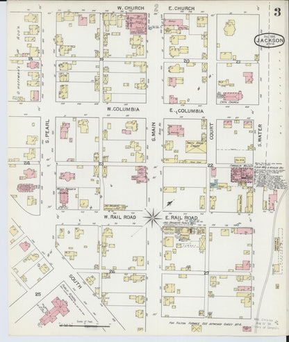 Sanborn Fire Insurance Map from Jackson, Jackson County, Ohio (1892), Sheet #0003 - Historic Sanborn Fire Insurance Map Print, vintage old map wall art, antique decor, genealogy gift, Ohio Ohio map