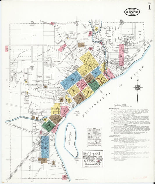 Sanborn Fire Insurance Map from Muscatine, Muscatine County, Iowa. (1919) – Map View