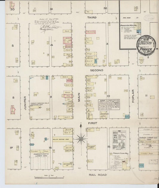Sanborn Fire Insurance Map from Parker, Turner County, South Dakota (1884), Sheet #0001 - Historic Sanborn Fire Insurance Map Print, vintage old map wall art, antique decor, genealogy gift, South Dakota South Dakota map