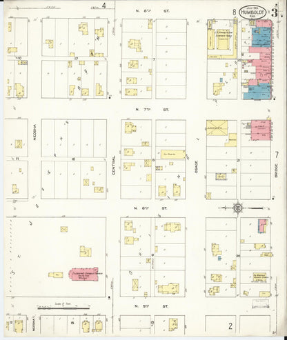 Sanborn Fire Insurance Map from Humboldt, Allen County, Kansas (1913), Sheet #0003 - Complete Map Set gallery image, historic Sanborn map, vintage wall art, Kansas Kansas