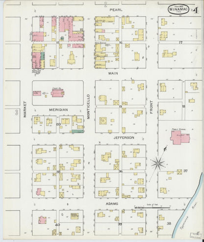 Sanborn Fire Insurance Map from Winamac, Pulaski County, Indiana (1893), Sheet #0004 - Historic Sanborn Fire Insurance Map Print, vintage old map wall art, antique decor, genealogy gift, Indiana Indiana map