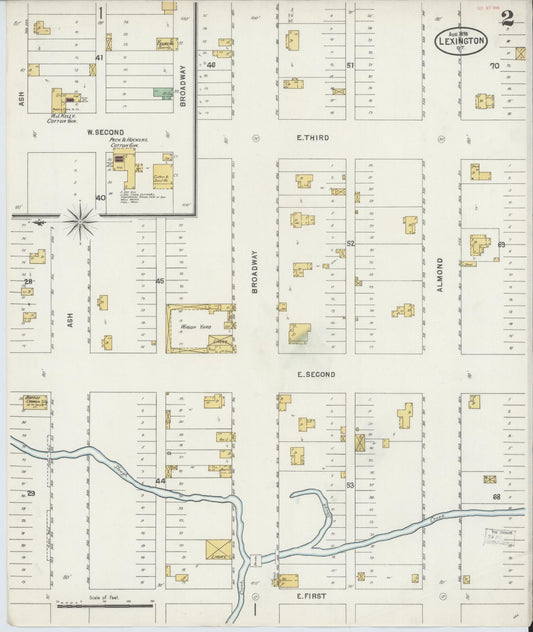 Sanborn Fire Insurance Map from Lexington, Cleveland County, Oklahoma (1898), Sheet #0002 - Historic Sanborn Fire Insurance Map Print, vintage old map wall art, antique decor, genealogy gift, Oklahoma Oklahoma map