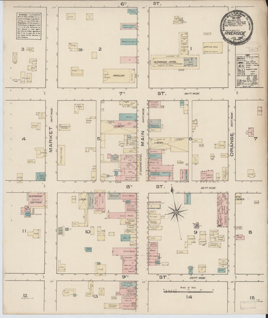 Sanborn Fire Insurance Map from Riverside, Riverside County, California. (1885) – Historic Sanborn Fire Insurance Map Print