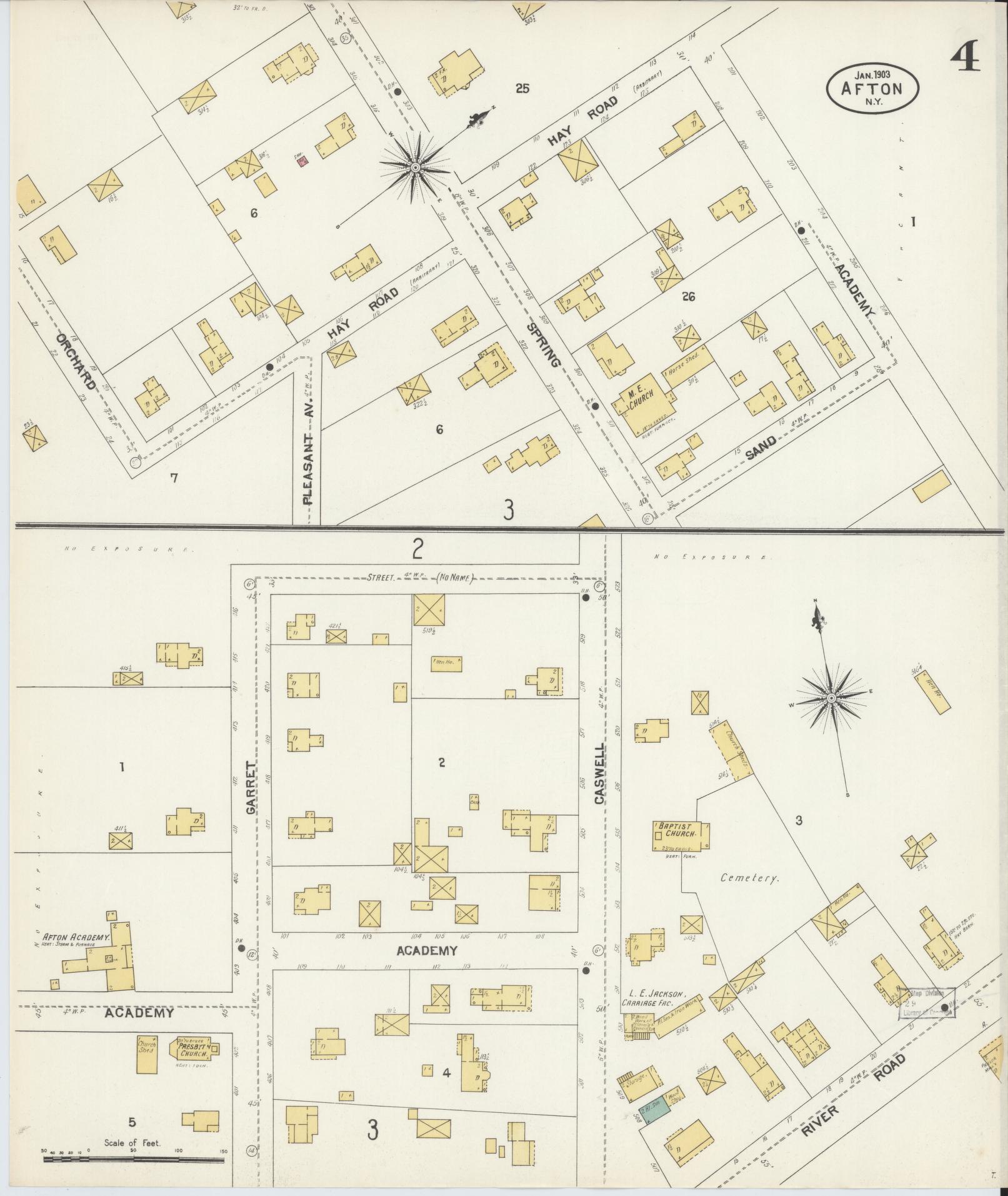 Sanborn Fire Insurance Map from Afton, Chenango County, New York (1903), Sheet #0004 - Complete Map Set gallery image, historic Sanborn map, vintage wall art, New York New York