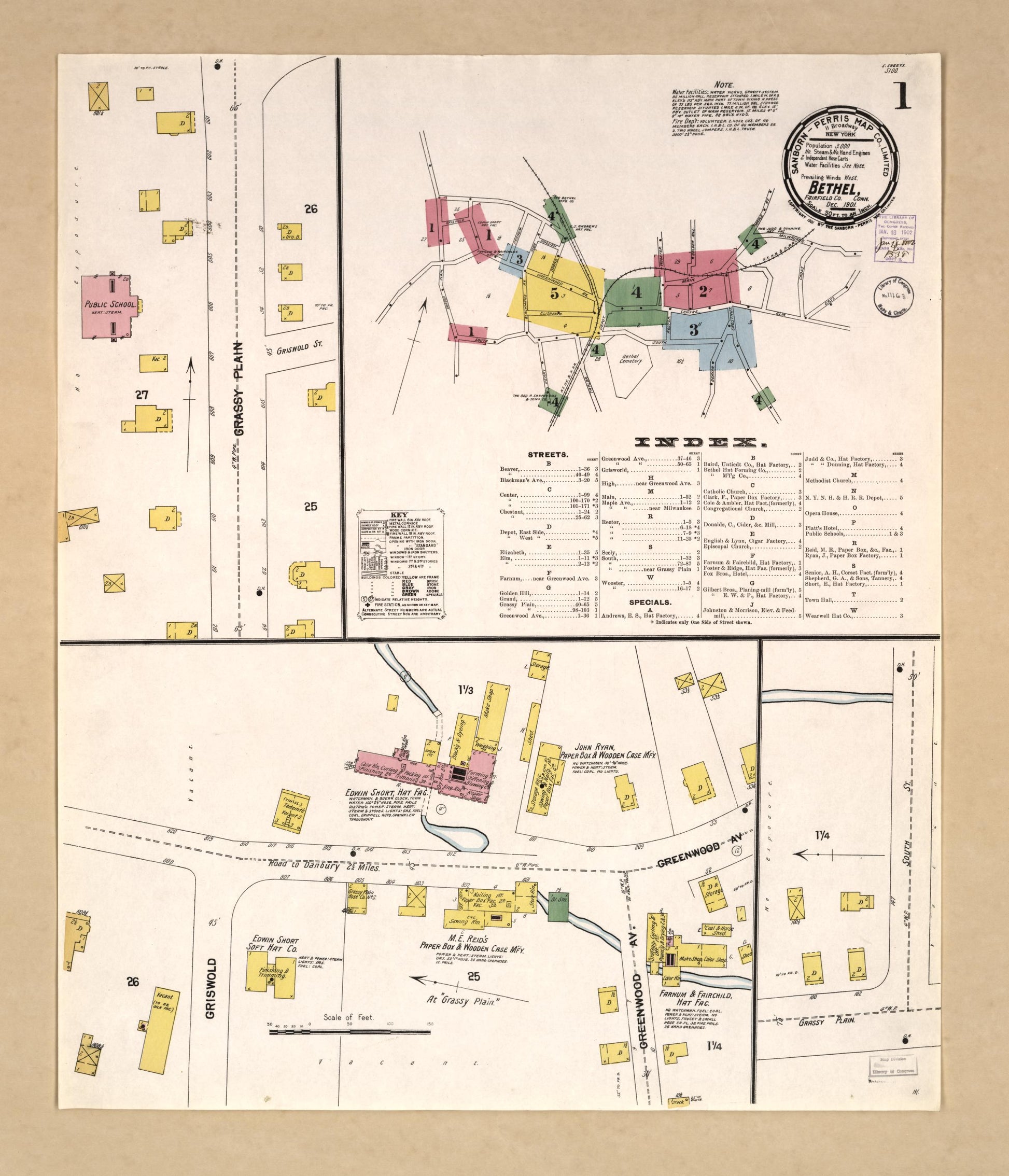 Sanborn Fire Insurance Map from Bethel, Fairfield County, Connecticut. (1901) – Historic Sanborn Fire Insurance Map Print
