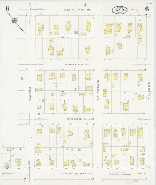 Sanborn Fire Insurance Map from Lake City, Wabasha County, Minnesota (1930), Sheet #0006 - Historic Sanborn Fire Insurance Map Print, vintage old map wall art, antique decor, genealogy gift, Minnesota Minnesota map