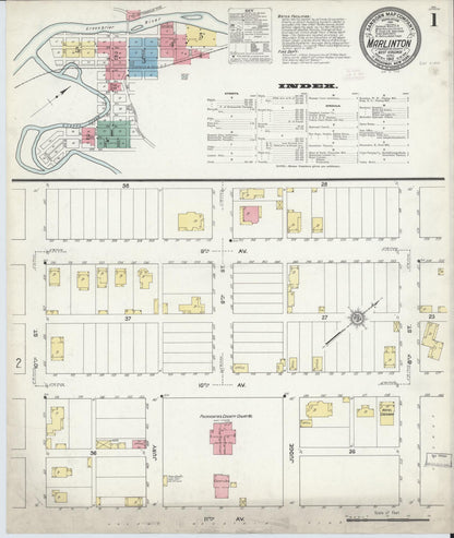 Sanborn Fire Insurance Map from Marlinton, Pocahontas County, West Virginia (1912), Sheet #0001 - Complete Map Set gallery image, historic Sanborn map, vintage wall art, West Virginia West Virginia