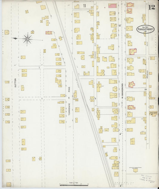 Sanborn Fire Insurance Map from Punxsutawney, Jefferson County, Pennsylvania (1906), Sheet #0012 - Historic Sanborn Fire Insurance Map Print, vintage old map wall art, antique decor, genealogy gift, Pennsylvania Pennsylvania map